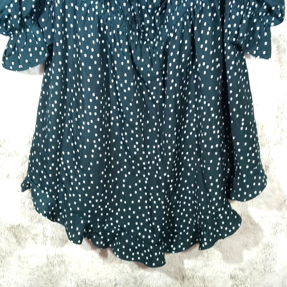 NWT Boohoo Plus Polka Dot Bardot Ruffle Playsuit Green& White Size 20 - Picture 4 of 16